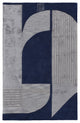 Weave & Wander Cutlor Graphic Wool Rug, Navy Blue/Silver Gray, 5ft x 8ft Rug