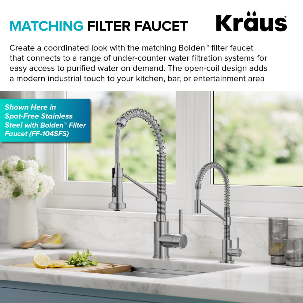 Bolden Commercial Style 2-Function Pull-Down 1-Handle 1-Hole Kitchen Faucet, Spot-Free Stainless Steel/ Chrome