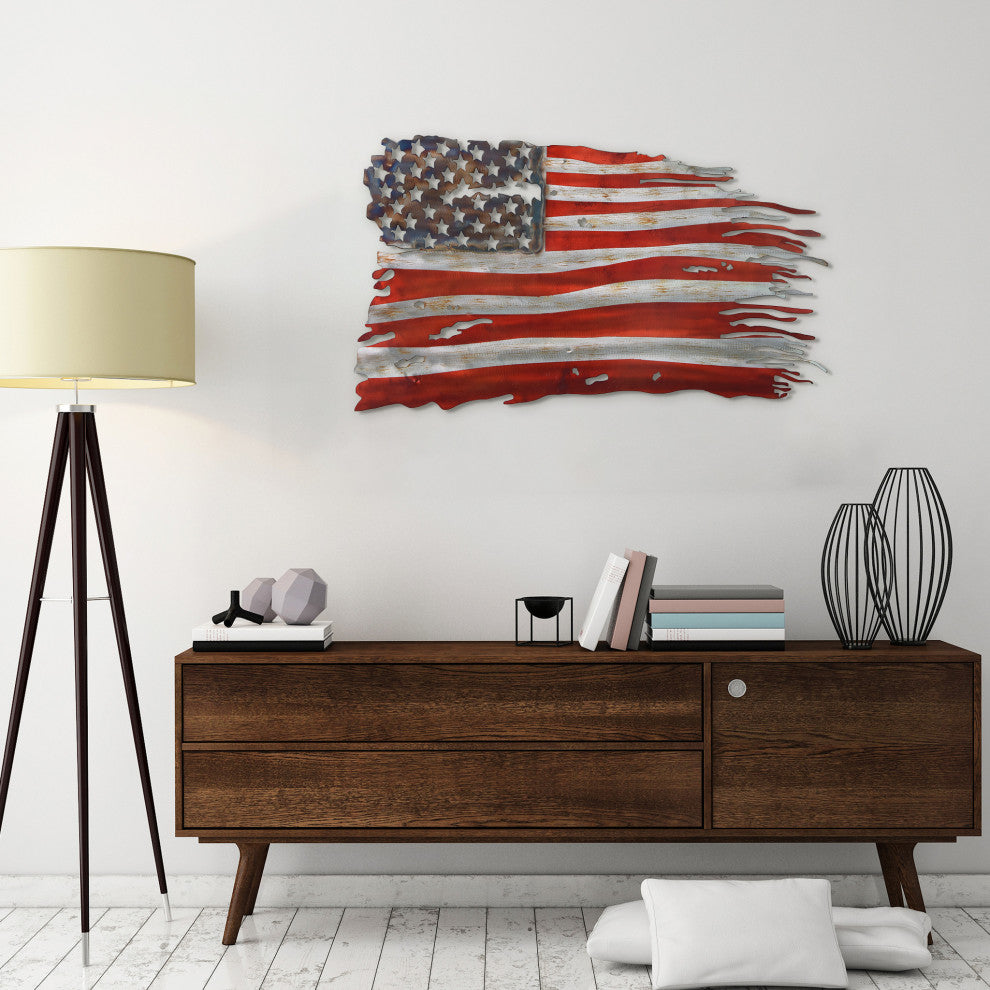 Hand Painted Etched Metal Wall Sculpture, Multi Color, Free & Brave