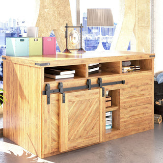 Sliding Barn Door Hardware Kit Mini Cabinet Single Track Bypass, Classic, 72"