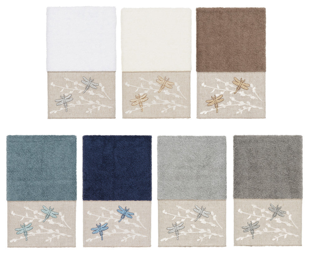Linum Home Textiles Turkish Cotton Braelyn Embellished Hand Towel, Latte