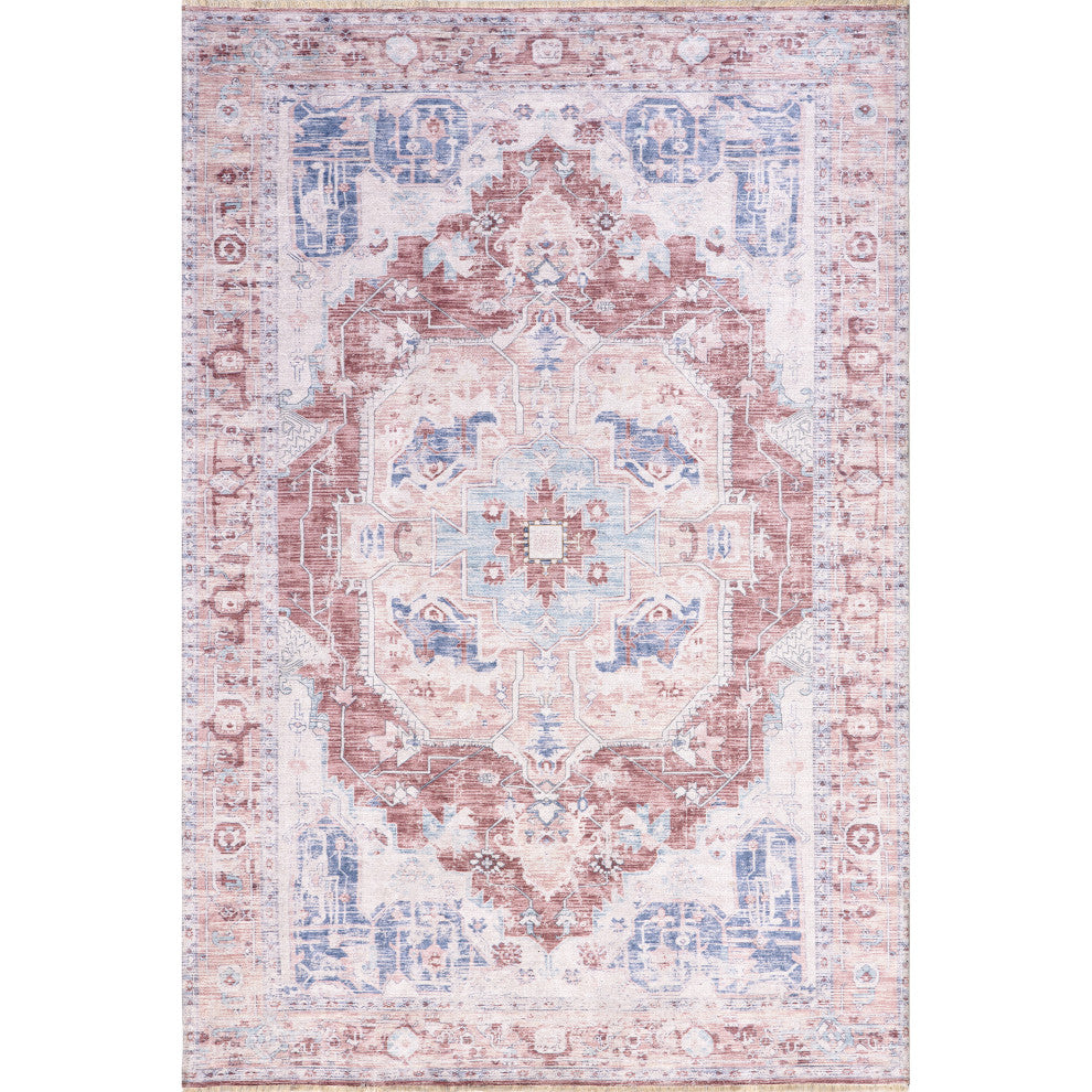 Nuloom Madilyn Medallion Washable Rug, Rust 4' x 6'