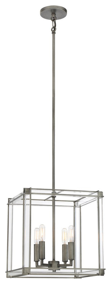 Minka-Lavery 3854-756, 4-Light Pendant, Langen Square, Antique Nickel/Painted