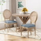 Camilo Wooden Dining Chair With Wicker and Fabric Seating, Set of 2, Light Blue, Natural