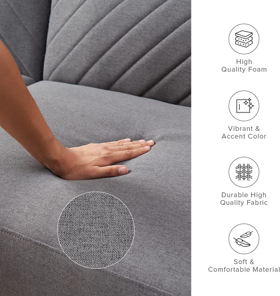 Mopio Chloe Futon Sofa Bed, Convertible Sleeper Sofa Light Gray, Dark Gray