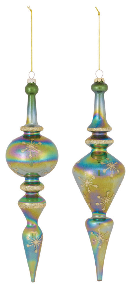 Irredescent Glass Finial Drop Ornament, 6-Piece Set