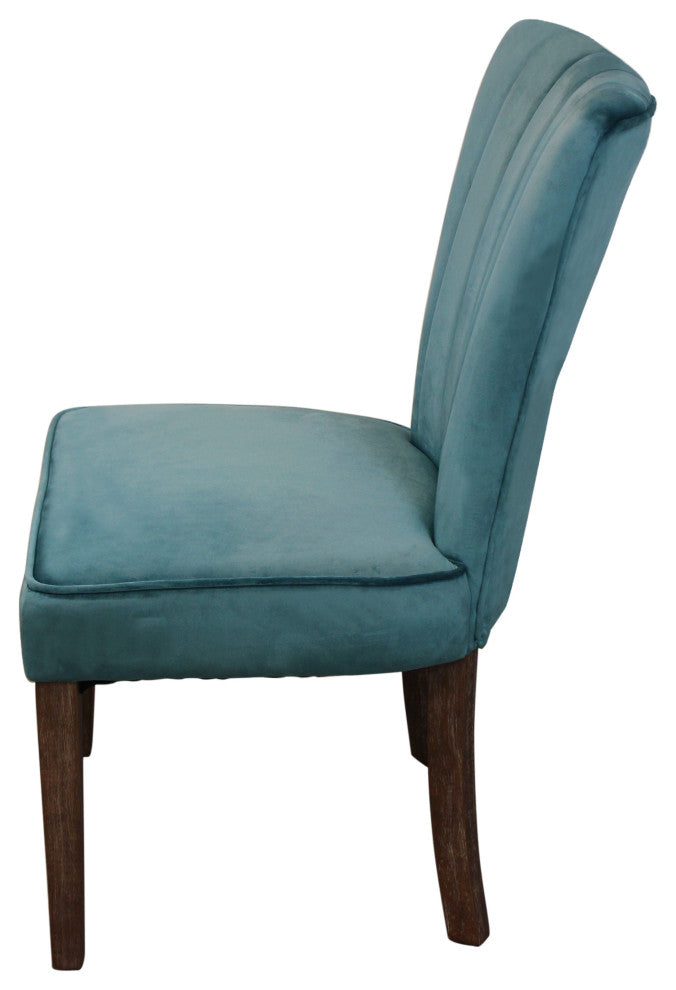 Felix 7-Piece Dining Set With 82" Dining Table and 6 Teal Velvet Chairs