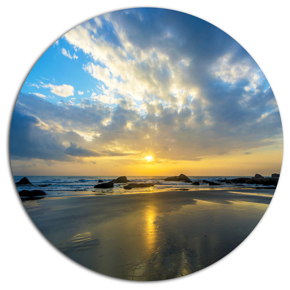 Beautiful Sunrise And Seashore, Seashore Disc Metal Artwork, 23"
