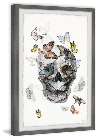 "Butterfly Skull Paradise" Framed Painting Print, 24"x36"