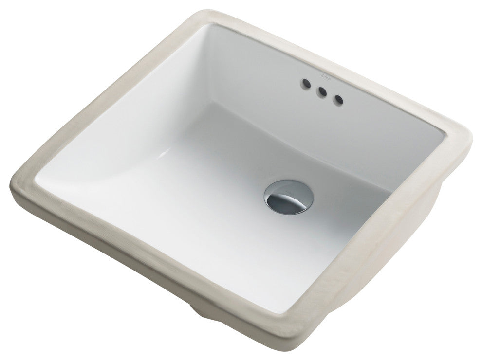 Elavo Ceramic Square Undermount Bathroom Sink, White