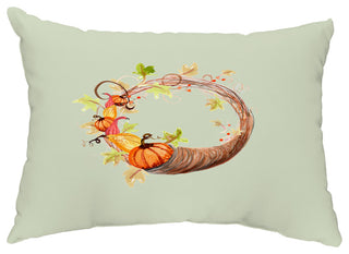 14"x20" Cornucopia Wreath Fall Print Outdoor Decorative Throw Pillow