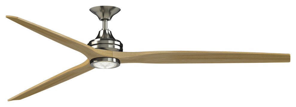 Fanimation Spitfire 84" Fan/LED Light, Brushed Nickel, Brushed Nickel/Natural Blades