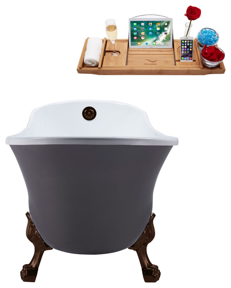55" Streamline N355ORB-ORB Clawfoot Tub and Tray With External Drain