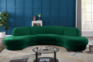 Rosa Velvet Upholstered 3-Piece Sectional, Green