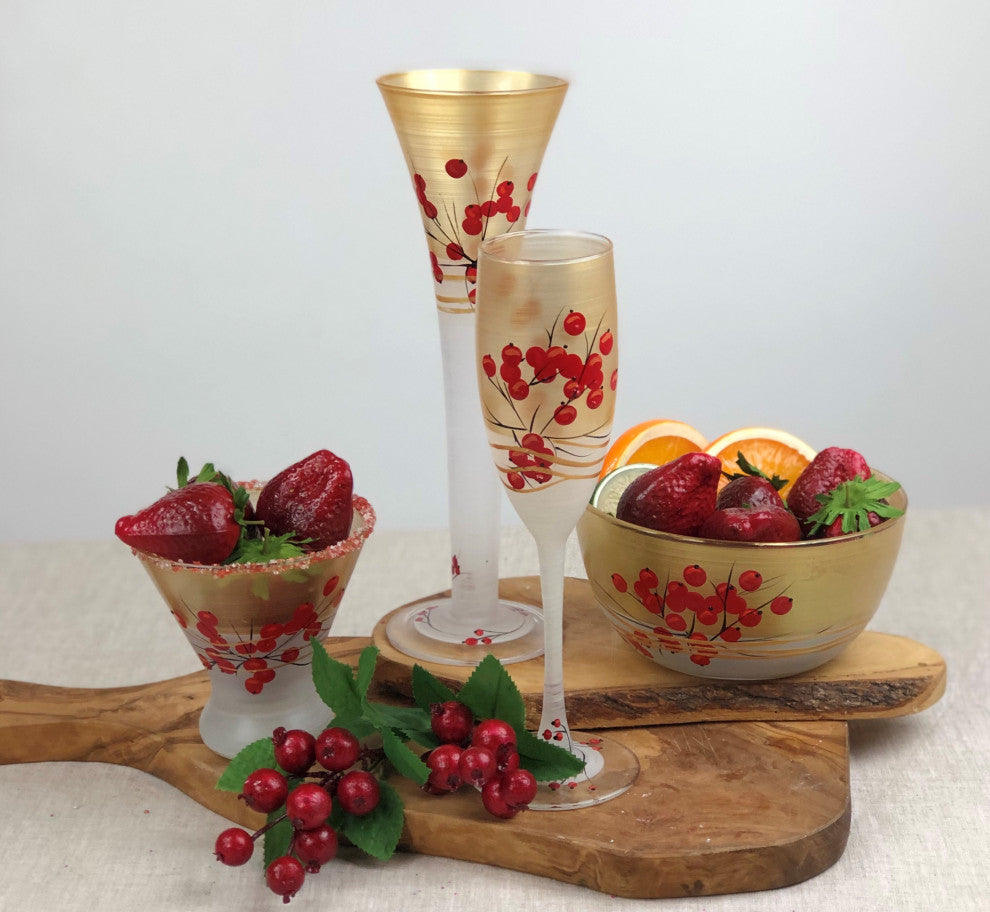 Berries 'n Branches Champagne Glasses, Set of 2