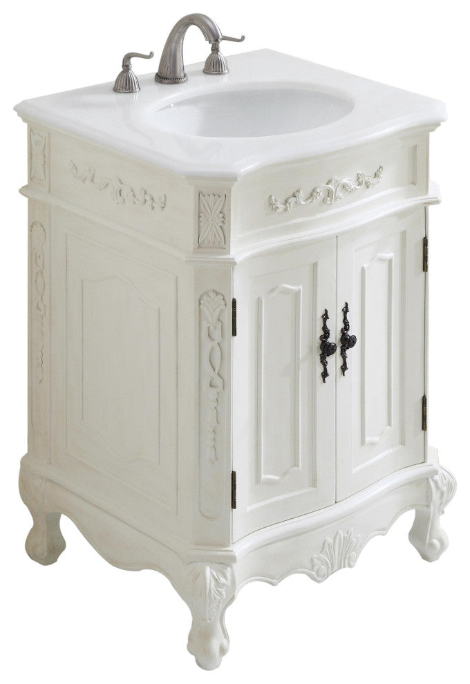 Bathroom Vanity, Antique White, 24", Single Sink