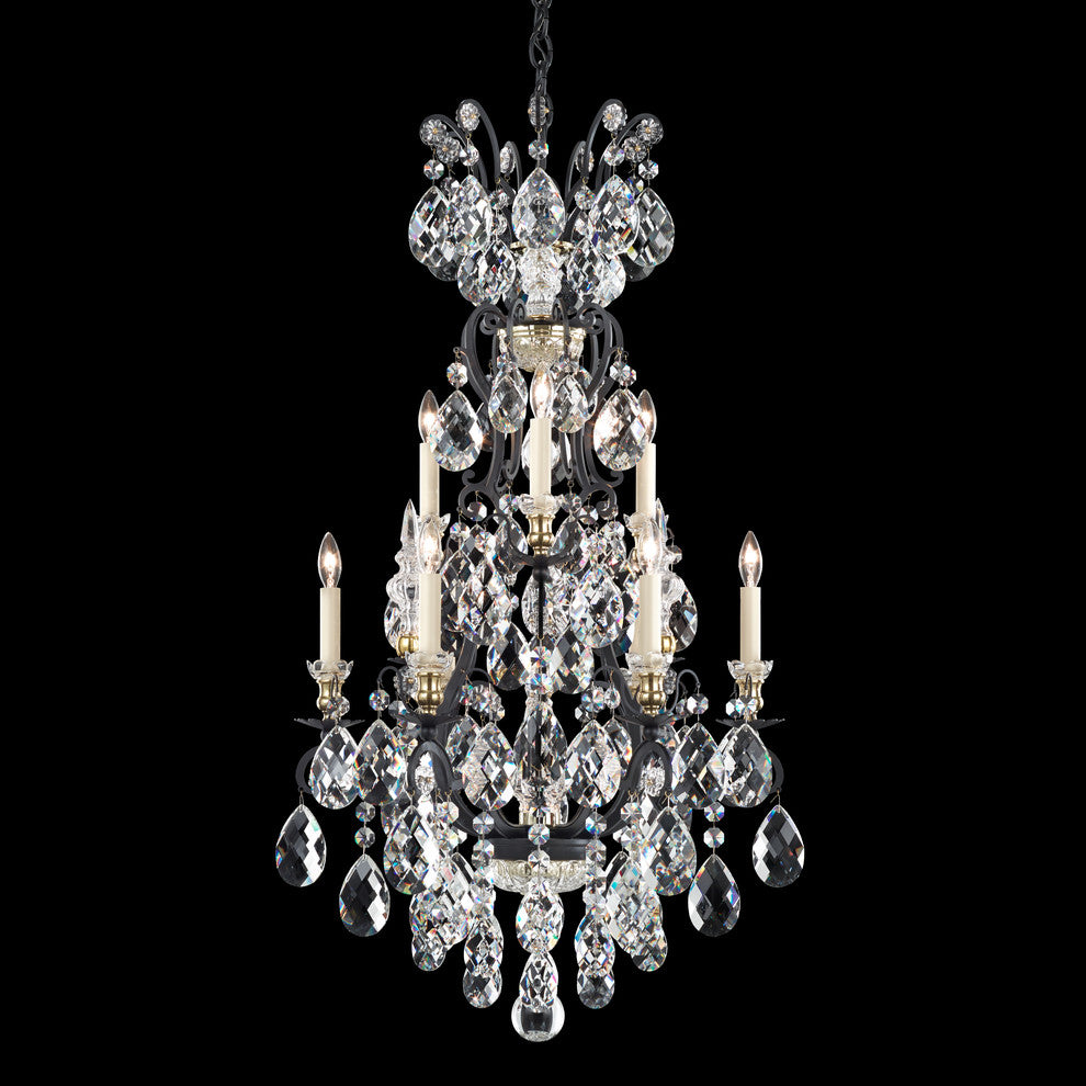 Renaissance 10-Light Chandelier in Black With Clear Heritage Crystal