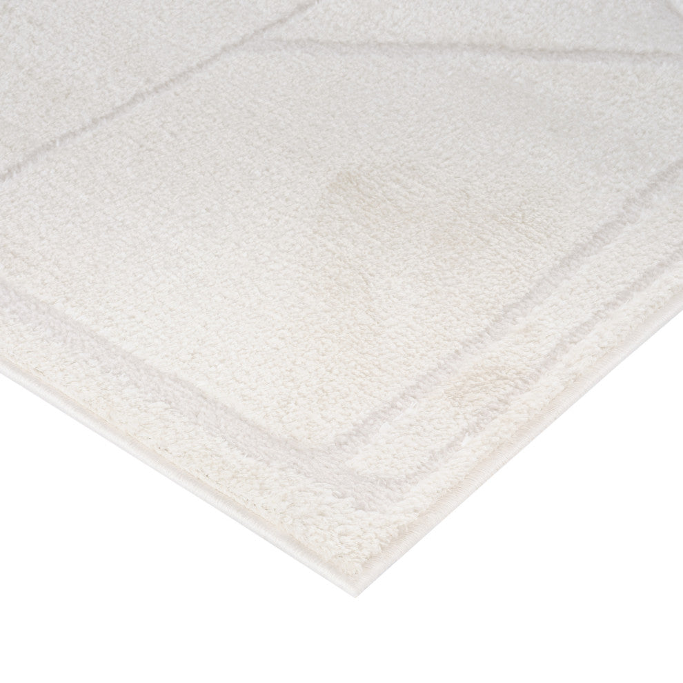 Monotone Moroccan Ivory Power-Loom Area Rug 5' x 7'6"