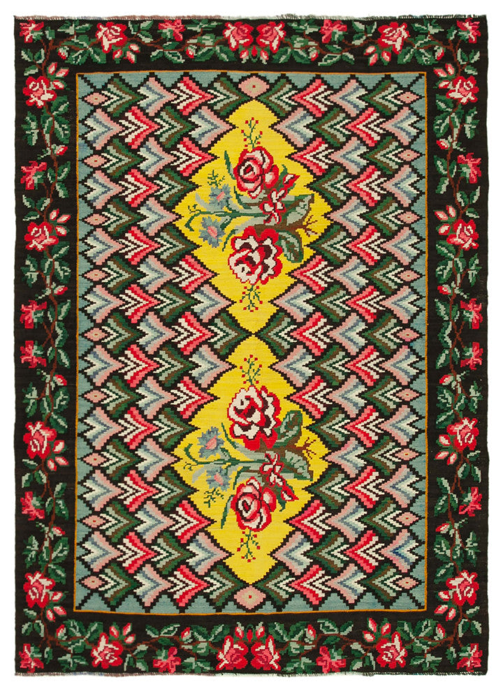 Rug N Carpet - Handmade Moldovian 6' 10'' x 9' 3'' Unique Flatweave Kilim Rug