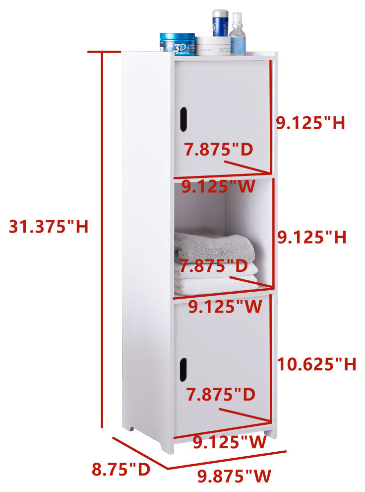 Cofey Wood Bathroom Floor Storage Cabinet, White