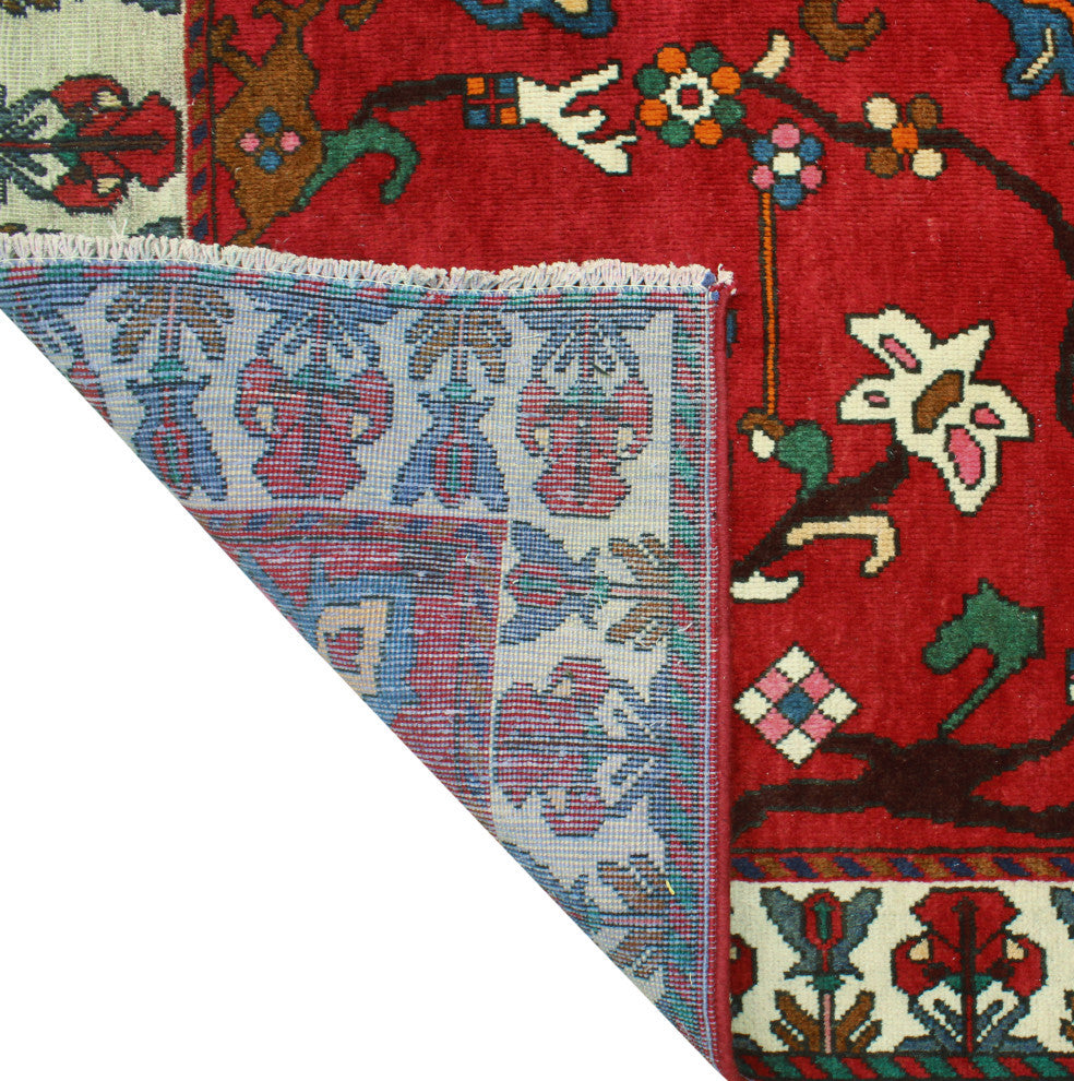 Fine Vintage Distressed Claud Red/Ivory Rug, 4'9 x 6'8