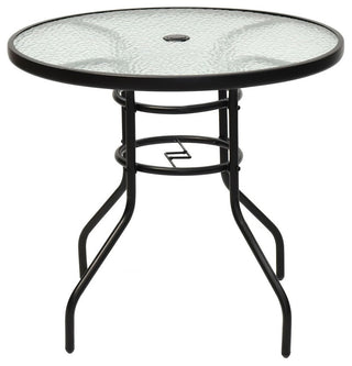 Modern 31.5" Patio Tempered Glass Steel Frame Round Table
