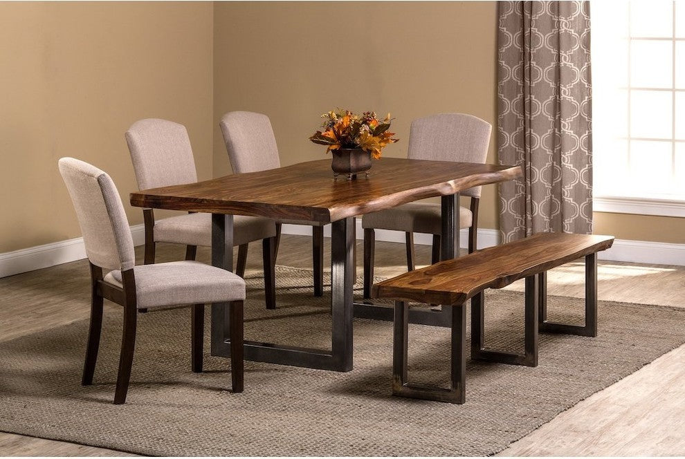 The Emerson Dining Table, 80"x39", Natural Sheesham, Contemporary, Rectangle