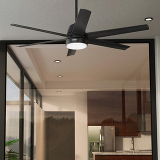 Hunter 60" Skysail Matte Black Wet Rated Ceiling Fan, LED Kit, Remote