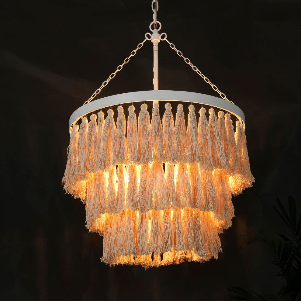 LNC Ava 4-Lights 3-Tier Antique White Empire Chandelier