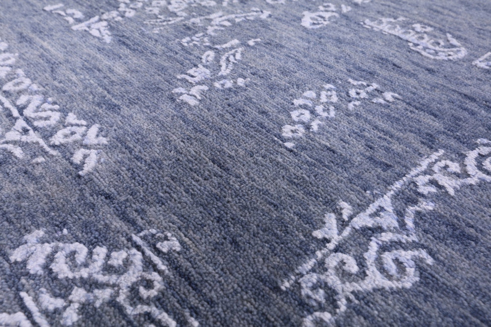9' 1" X 12' 2" Wool and Silk Modern Hand-Knotted Rug Q8459