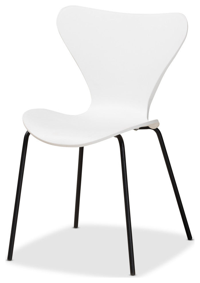 Tiffanie Modern 4-Piece Stackable Dining Chairs, White