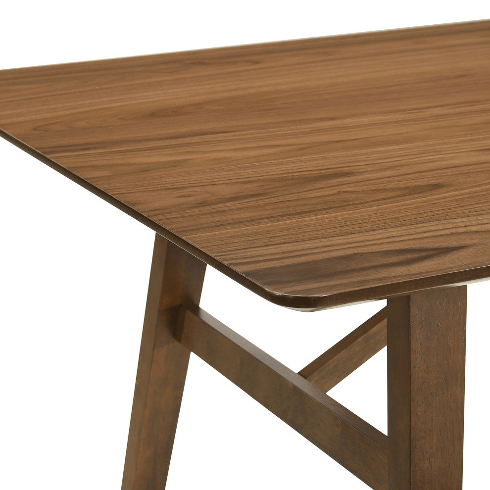 Channell 5-Piece Walnut Wood Dining Table Set With Charcoal Fabric, Charcoal, 7 Piece
