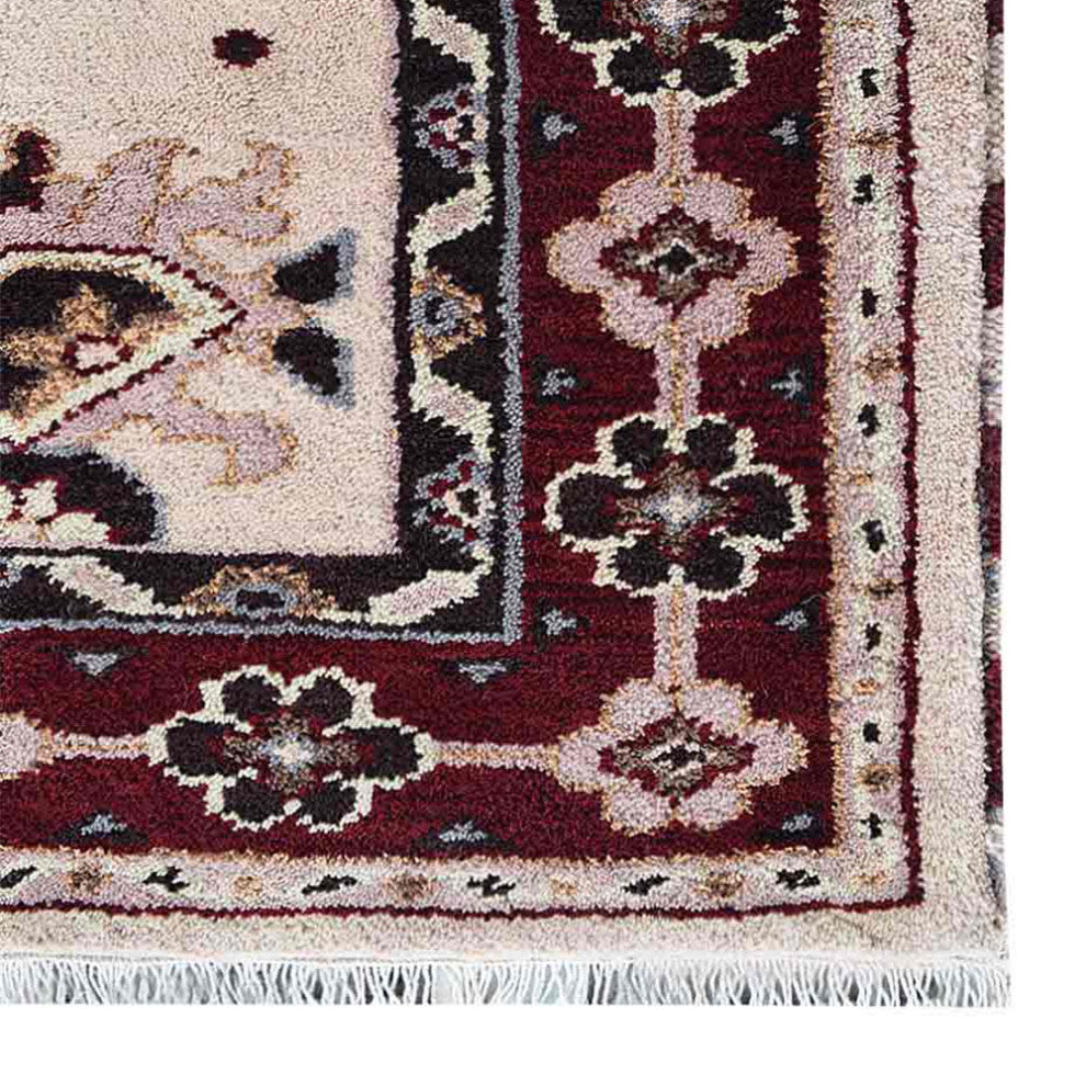 HAND KNOTTED WOOL & SILK ECO-FRIENDLY ORIENTAL AREA RUGS -Rectangle,Cream&Red, [Rectangle] 6'x9'