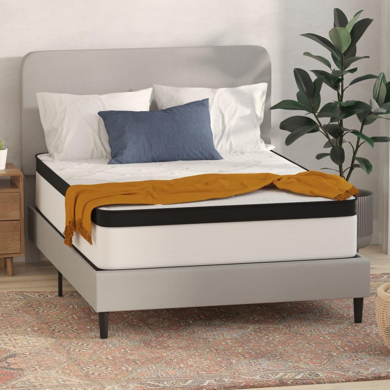 Capri Extra Firm 12 Inch CertiPUR-US Certified Hybrid Pocket Mattress, White, Queen