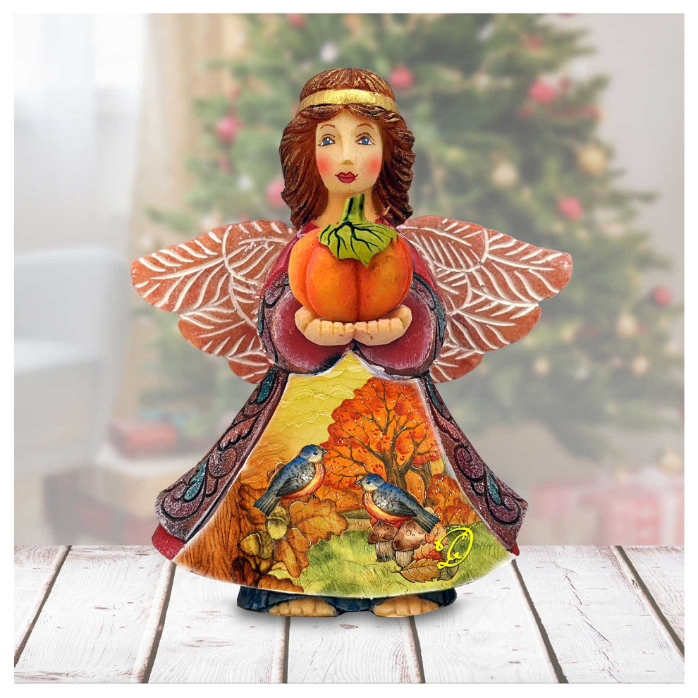 Autumn Angel With Pumpkin Handcrafted Christmas Figurine