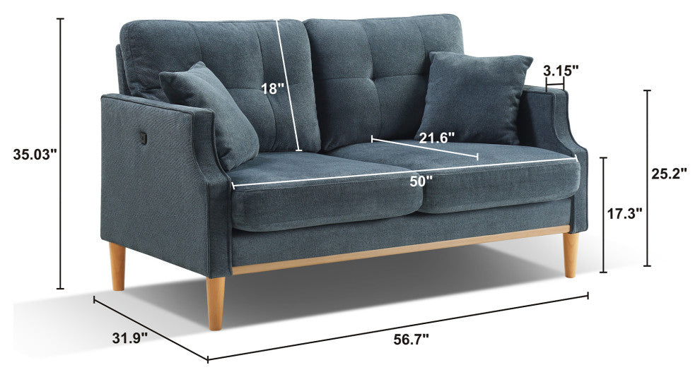 GDF Studio Living Space Waterproof Sofa with Premium Comfort and USB C