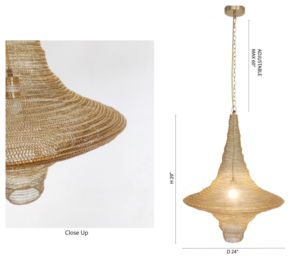 Gold Powder Coat Chain Basket Light