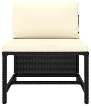 vidaXL 5 Piece Patio Sofa Set With Cushions Black Poly Rattan