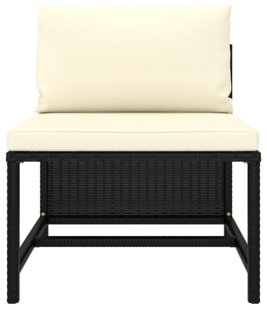 vidaXL 5 Piece Patio Sofa Set With Cushions Black Poly Rattan