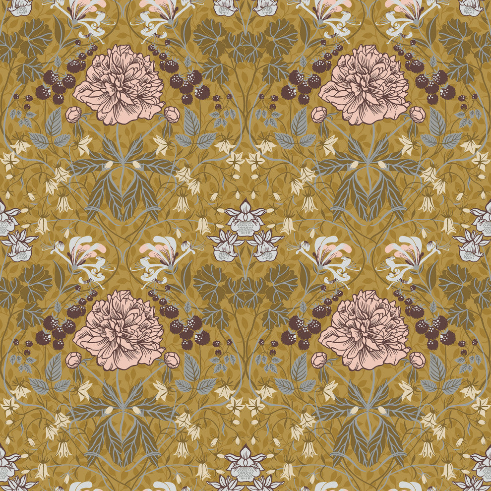 Celestine Mustard Floral Wallpaper Bolt