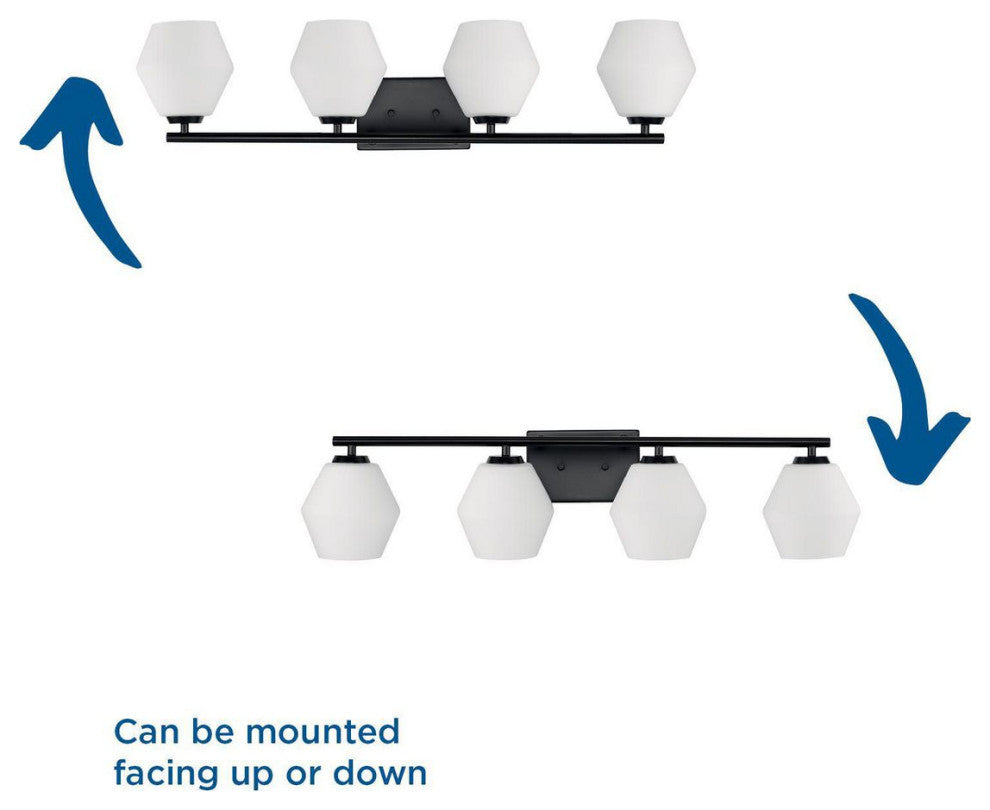 Copeland Collection Four-Light Matte Black Mid-Century Modern Vanity Light