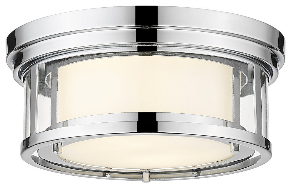 Zlite 426F12-CH 2-Light Flush Mount, Clear Outside/Matte Opal Inside