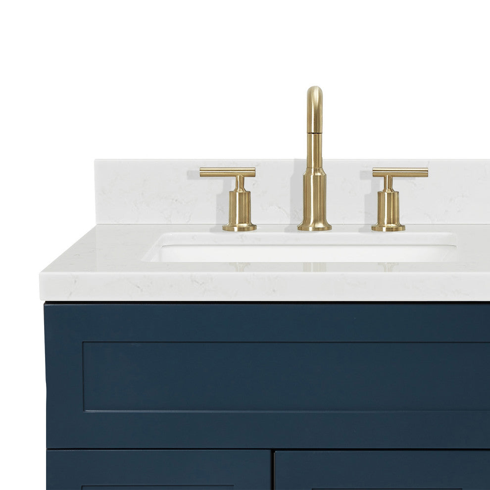 Ariel Hamlet 36" Single Left Rectangle Sink Bathroom Vanity, Carrara Quartz