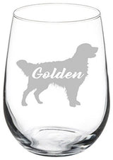 Wine Glass Goblet Golden Retriever 'Golden', 17 Oz Stemless