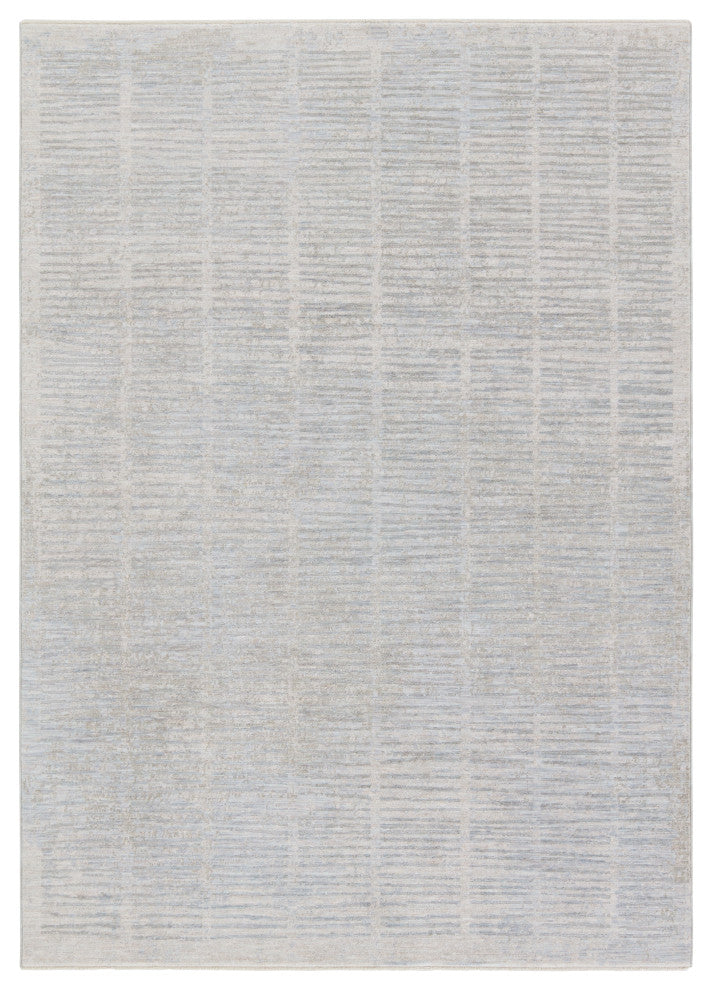 Dounia Striped Light Gray/ Blue Area Rug 9'X12'