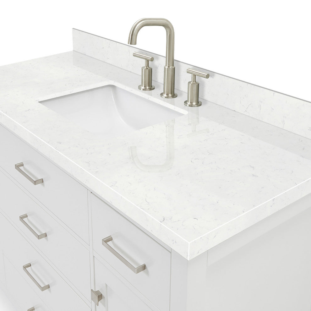 Ariel Bristol 54" Single Rectangle Sink Bathroom Vanity, Carrara Quartz