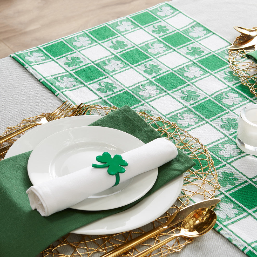 Shamrock Woven Check Table Runner 14x108"