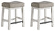 Drake Upholstered Backless Bar Stool, Rustic White and French Oak, Set of 2