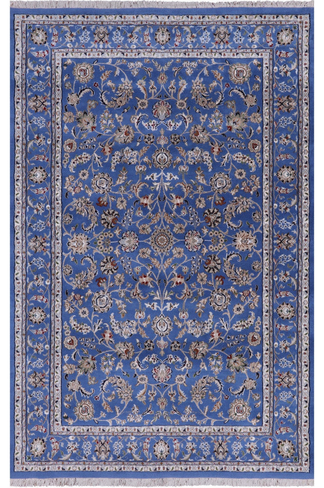 Wool & Silk Persian Nain Hand Knotted Rug 5' 11" X 9' 2" - Q14895