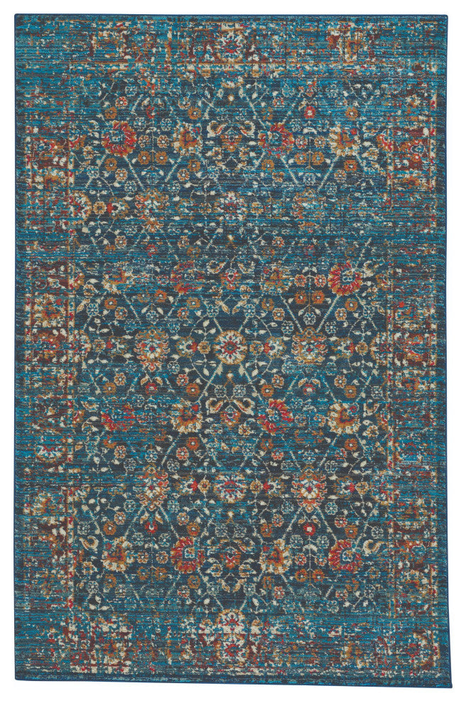 Benz-Kayseri Runner Machine Woven Rug, Dark Blue, 3'x5'